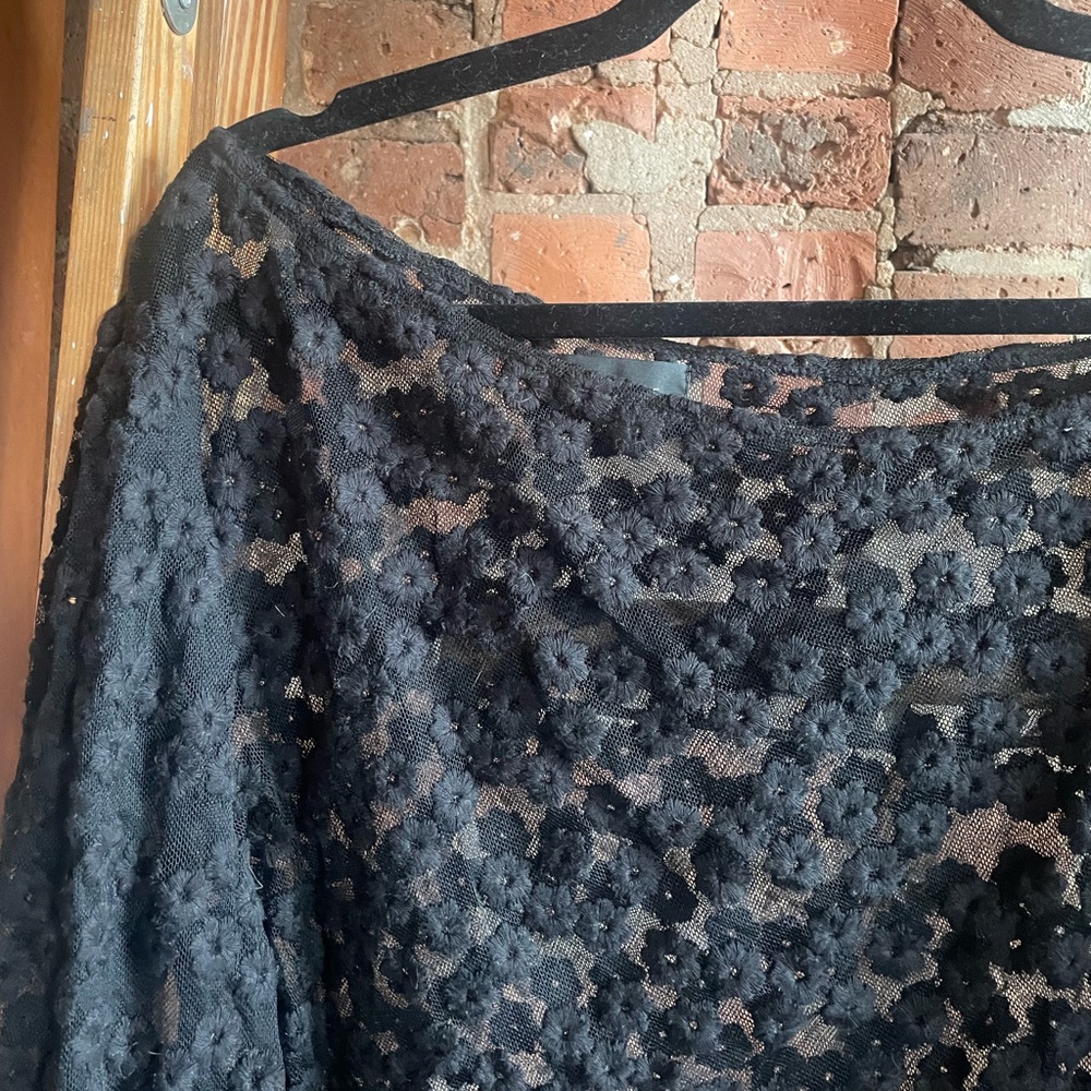 MAJORELLE // Black Top w/ Floral Detailing - Picture 6 of 9